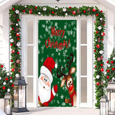Aperturee - Merry Christmas Green Santa Claus Elk Door Cover